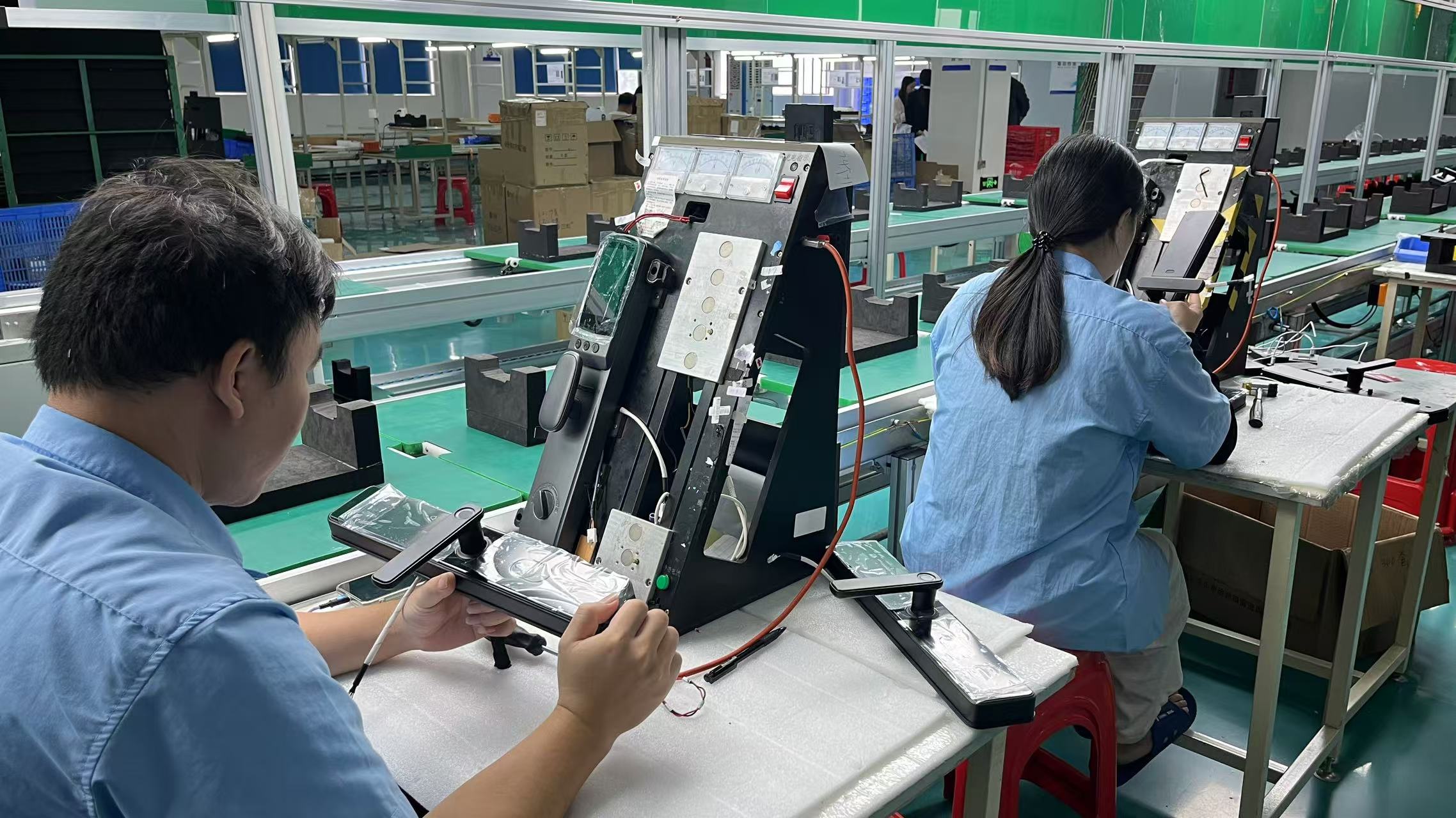 Forty year old male executive in business suit, standing in modern office environment with glass walls, professional corporate portrait